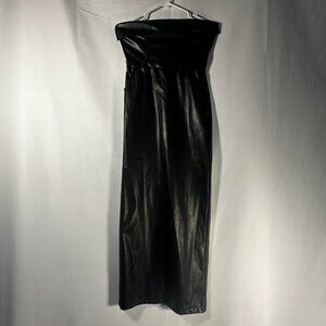 Shein Black Faux Leather Strapless Maxi Dress S
